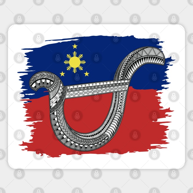 Philippine Flag Tribal line Art / Baybayin word MA Magnet by Pirma Pinas